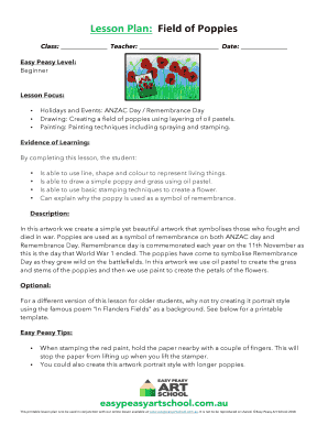 Field of Poppies Lesson Plan - easypeasyartschool.com.au