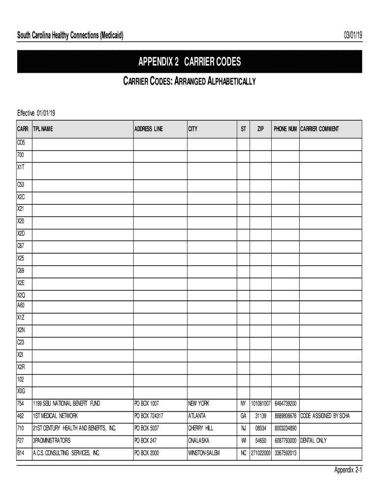 Fillable Online ma medicaid carrier codes Fax Email Print pdfFiller