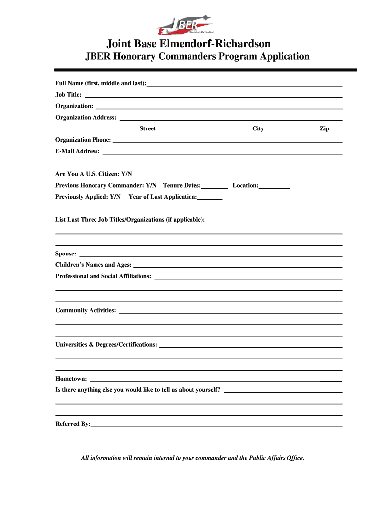 Fillable Online Joint Base ElmendorfRichardson JBER Honorary