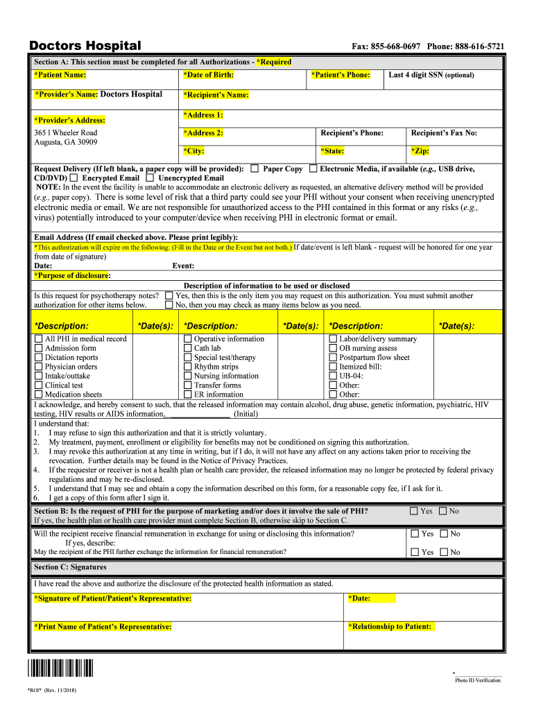 doctors hospital form Preview on Page 1