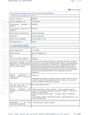 ANNOUNCEMENT OF APPOINTMENT Page 1 of 4 - Net Pac
