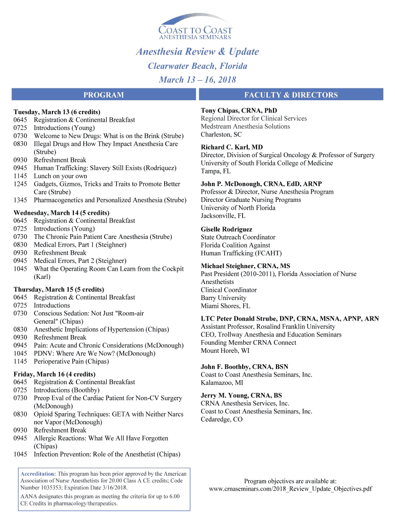 Fillable Online Clearwater Beach, Florida Northwest Anesthesia