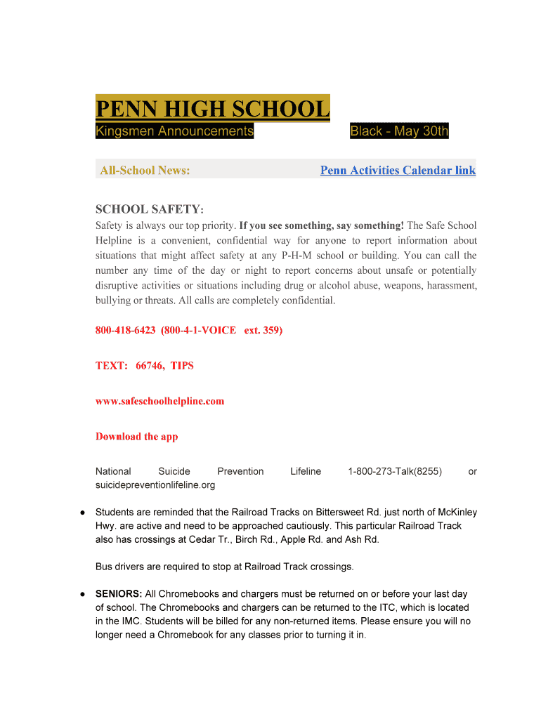 Fillable Online penn phmschools PENN HIGH SCHOOL - PHM School Fax Email  Print - pdfFiller