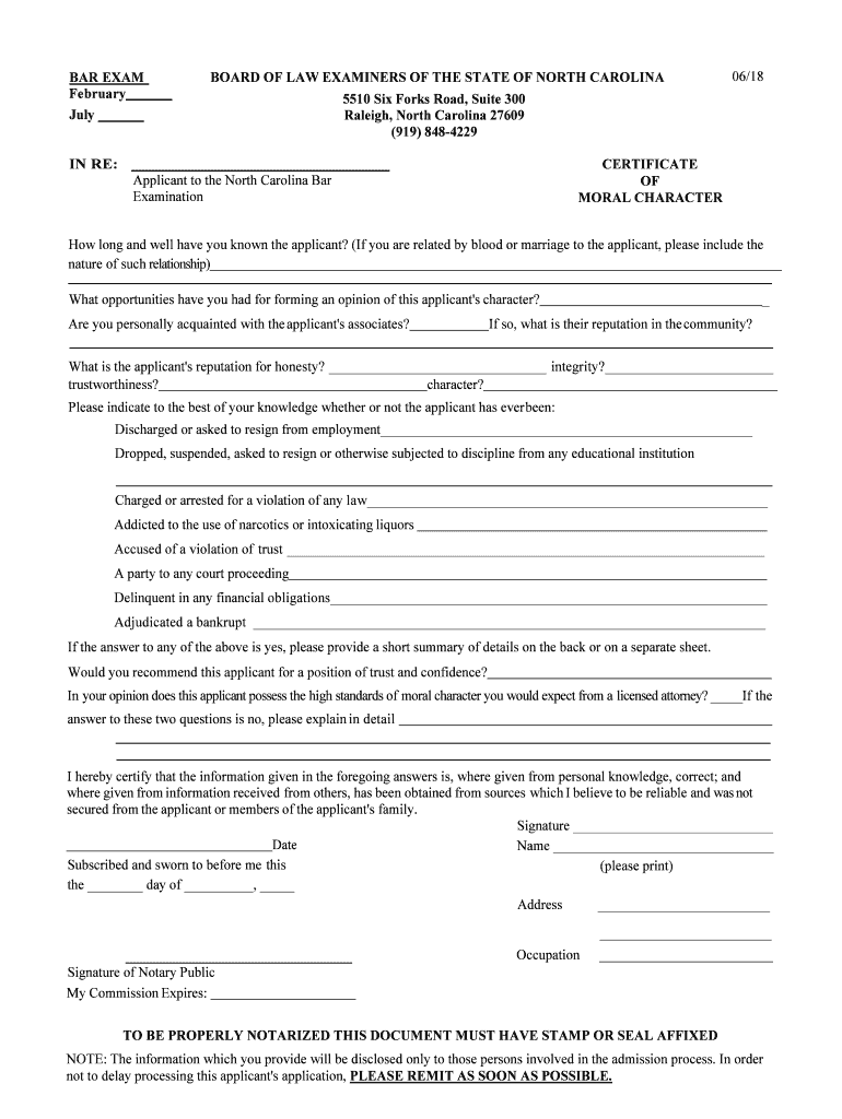 how to fill out certificate of moral character Preview on Page 1.