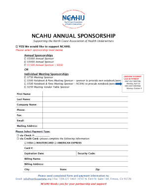 ncahu annual sponsorship - North Coast AHU