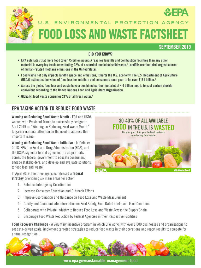 Fillable Online Food Loss and Waste Factsheet. basic information about
