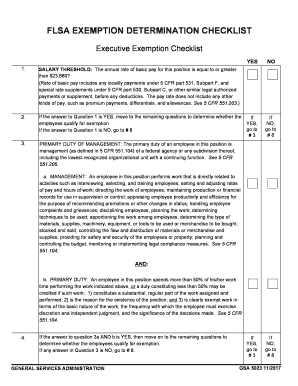 Executive Exemption Checklist