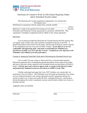 Nudity Disclosure Consent To Work On Film Project Requiring Nudity Nudity Disclosure Consent To Work On Film Project Requiring Nudity