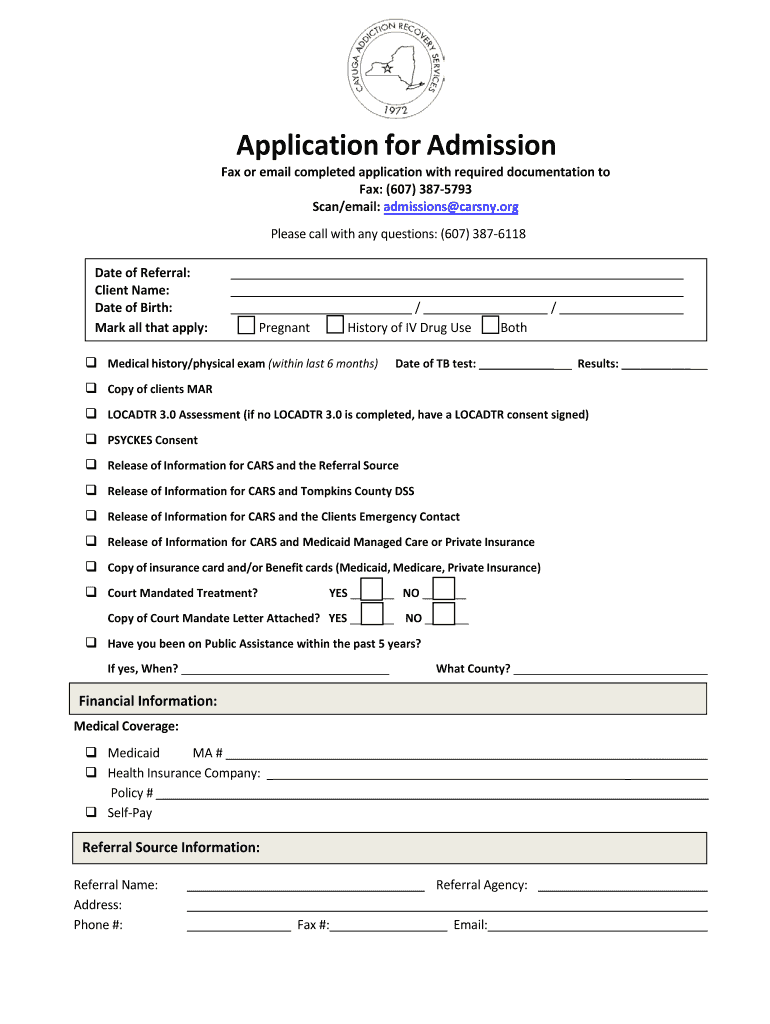 Forms & Applications - Trumansburg, NY: Cayuga Addiction Preview on Page 1