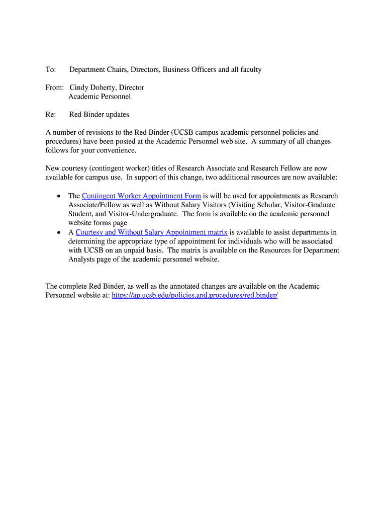 Fillable Online ap ucsb To Department Chairs, Directors, Business