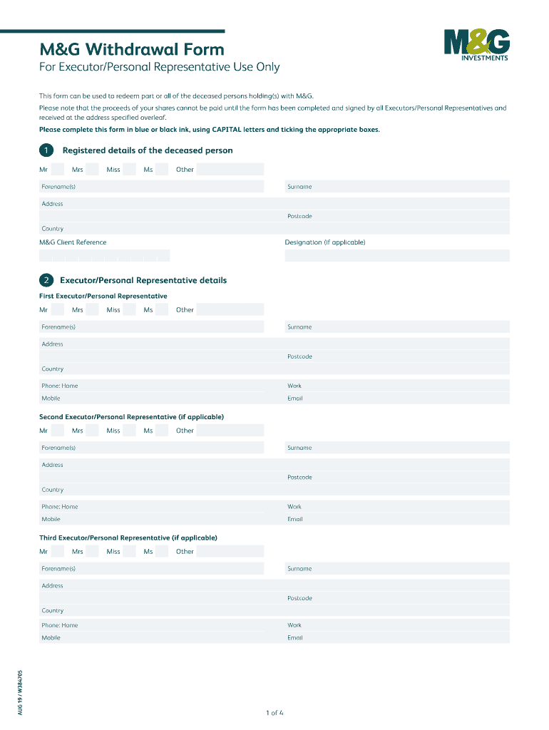 M&G Withdrawal Form - Blank Fillable Template | Fill Out, Print ...