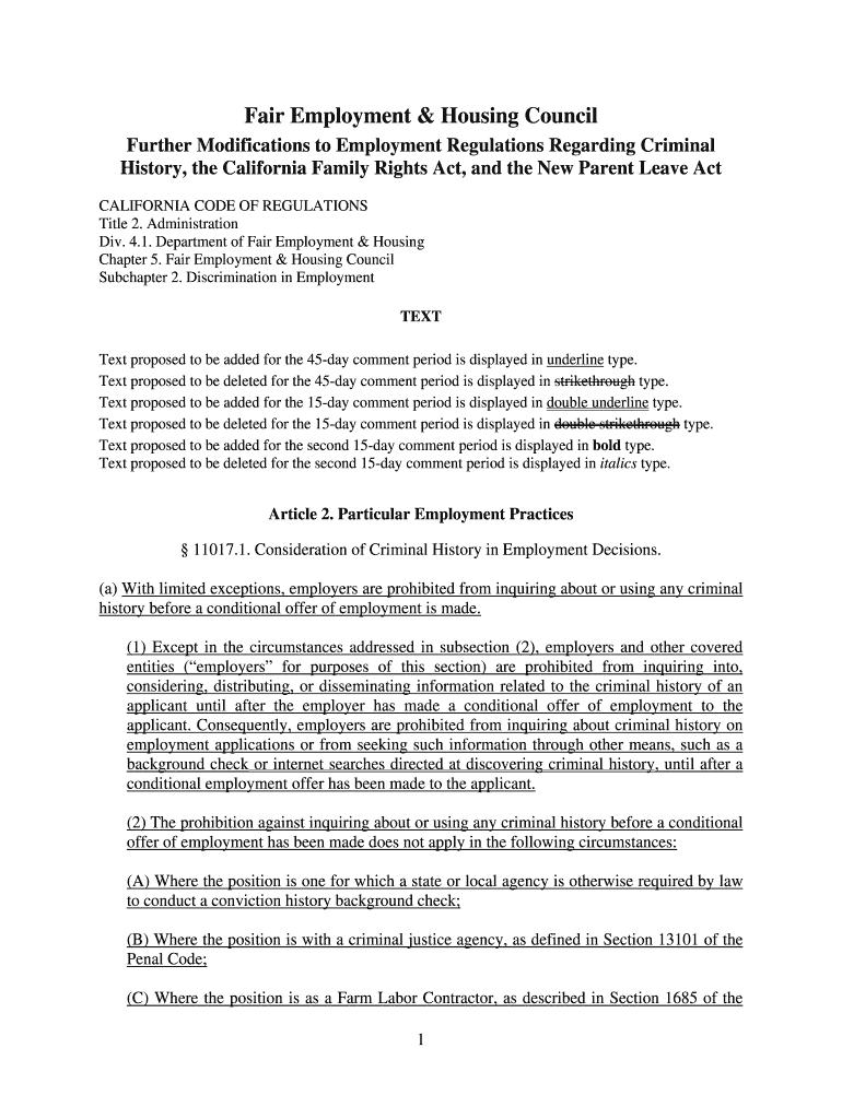 Fillable Online Further Modifications to Employment Regulations ...
