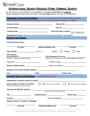 International Search Request Form