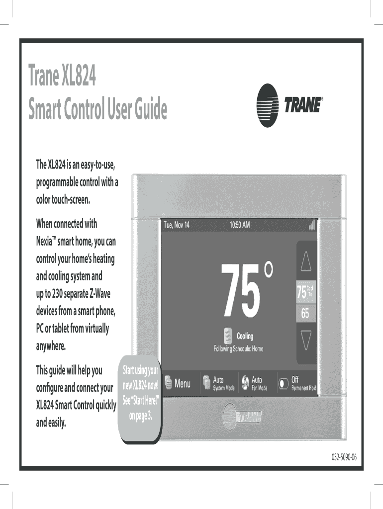 Fillable Online Trane XL824 Smart Control User Guide Nexia Fax Email