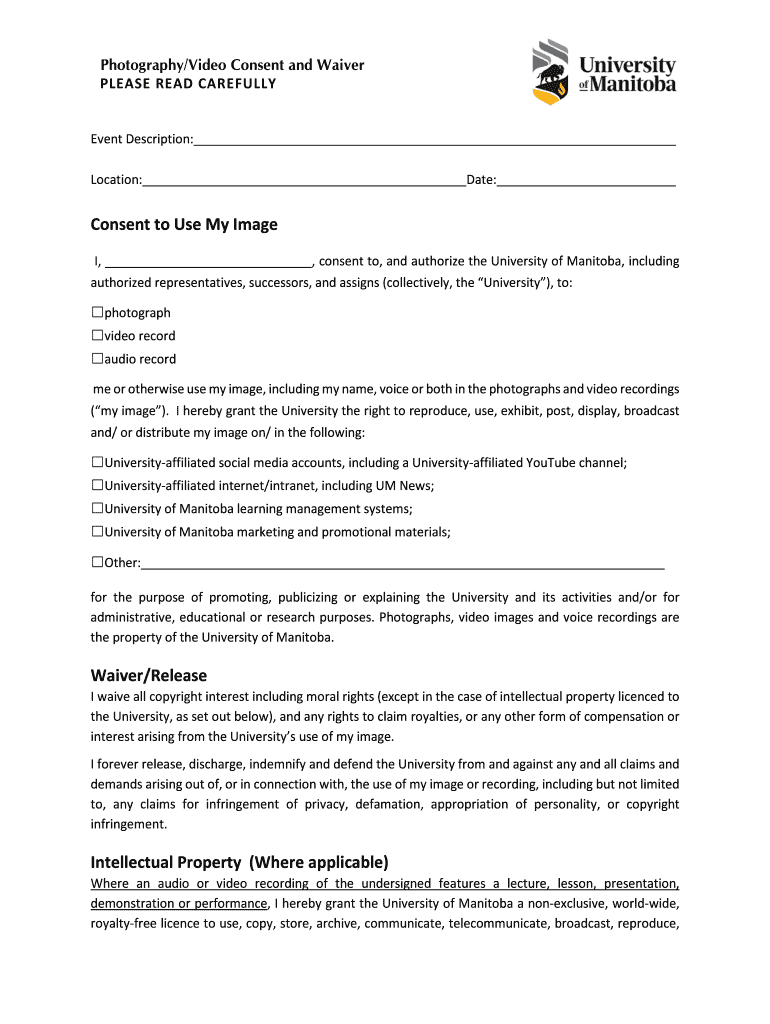 Photography-Video Consent, Waiver, Release & Authorization Preview on Page 1