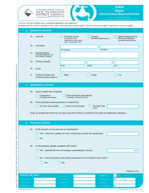 Water connection/disconnection FORM - New Plymouth ...