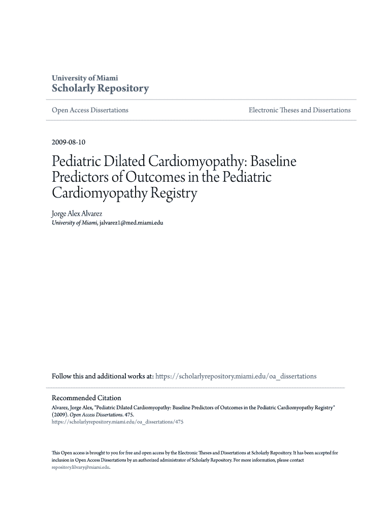 Fillable Online Pediatric Dilated Cardiomyopathy Fax Email Print ...