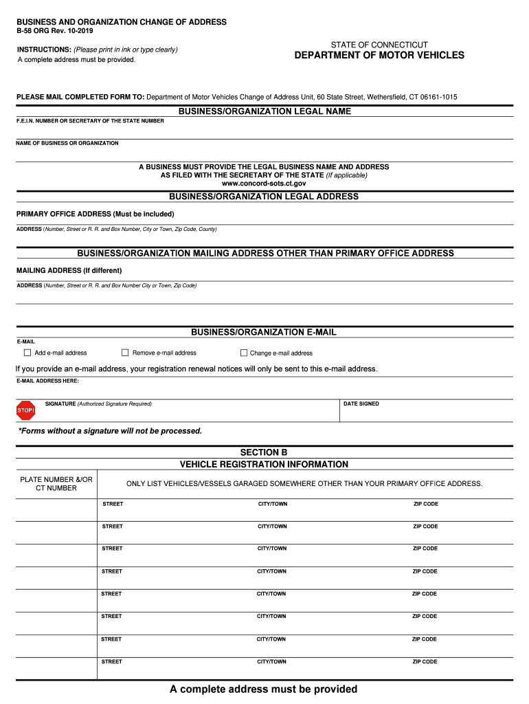 connecticut b58 business form Preview on Page 1