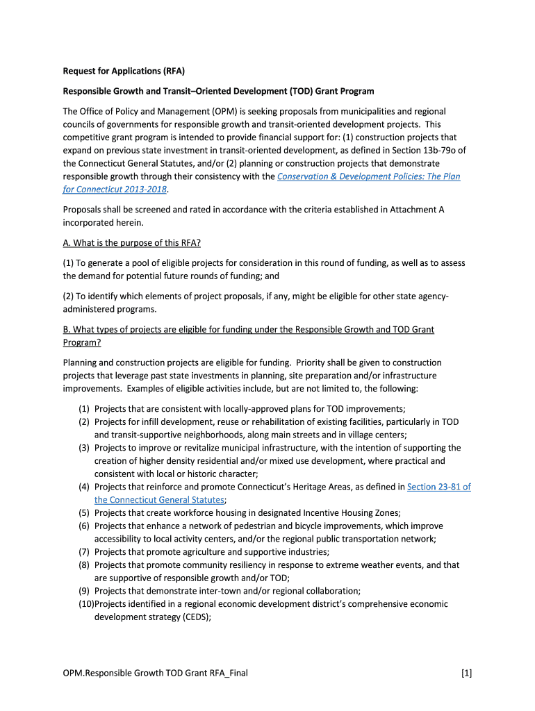 Fillable Online Request for Applications (RFA) Responsible Growth and ...