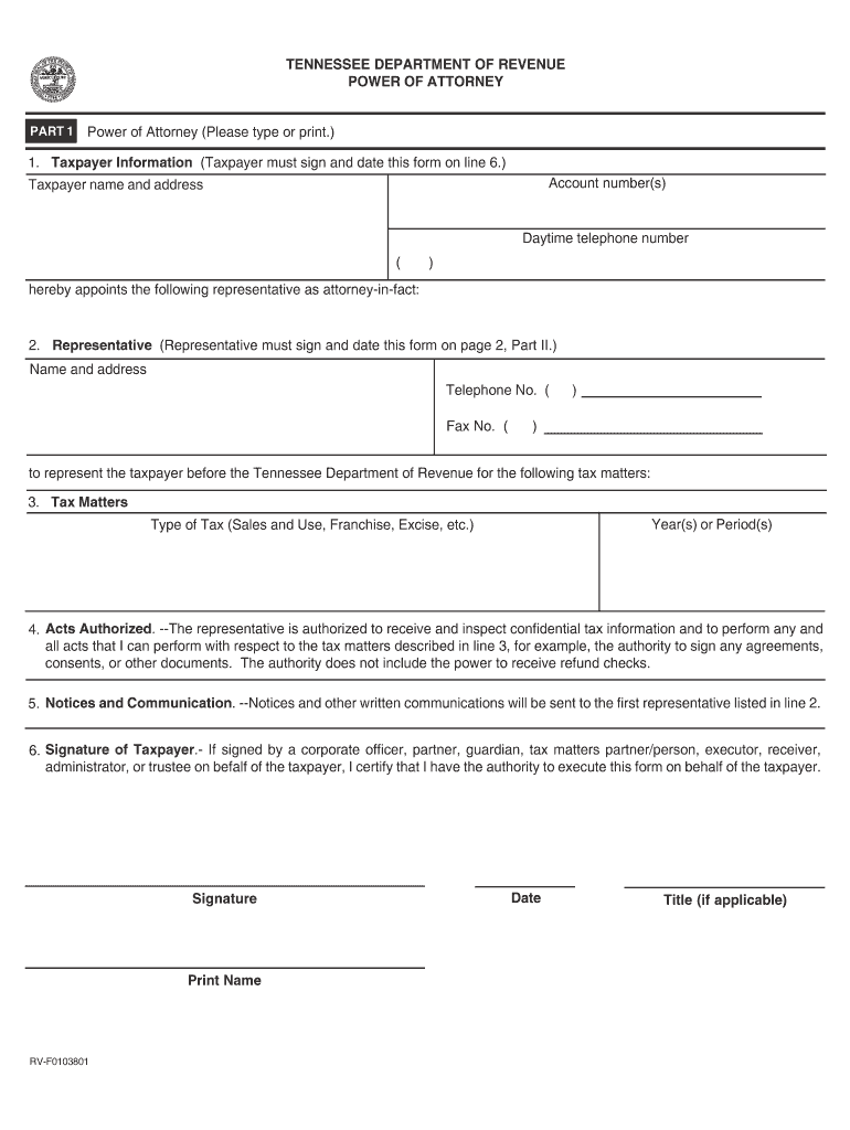 tennessee revenue power attorney Preview on Page 1