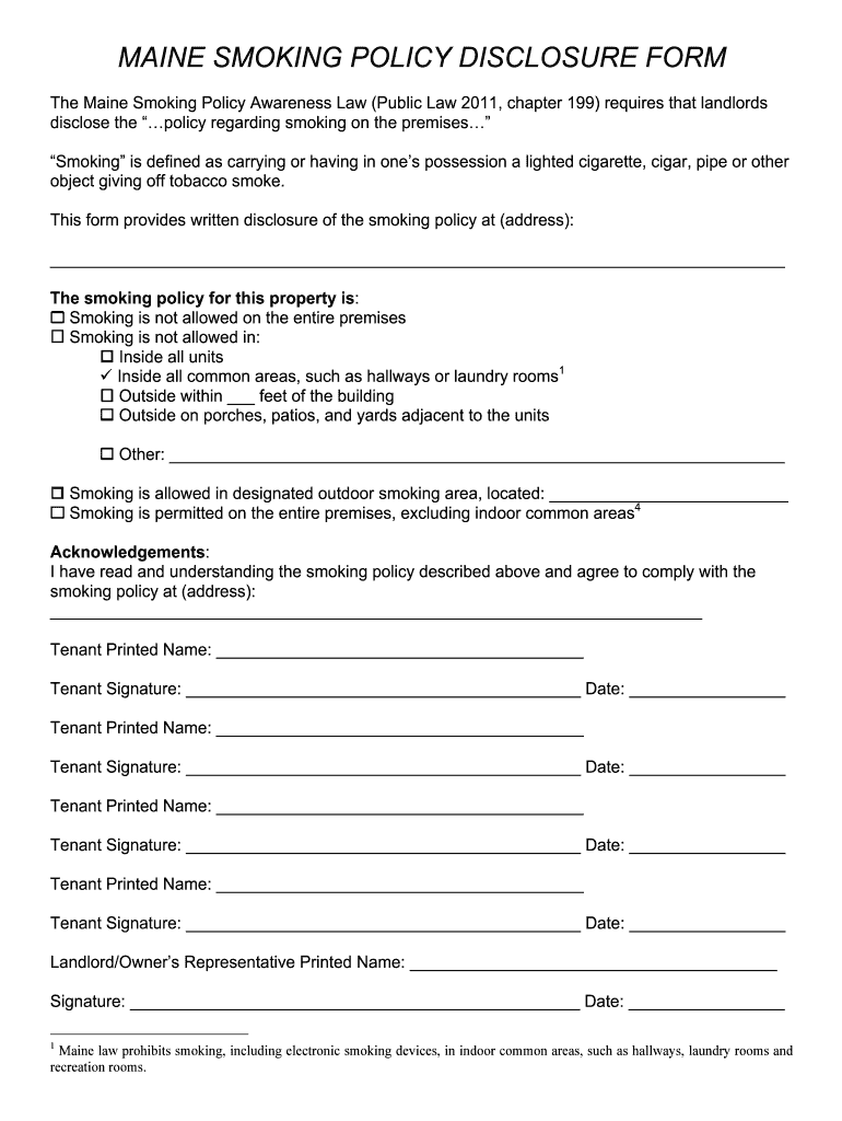 smoking policy disclosure Preview on Page 1