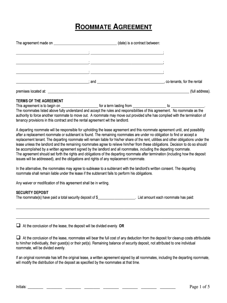 Roommate Agreement FAQ - United States Preview on Page 1