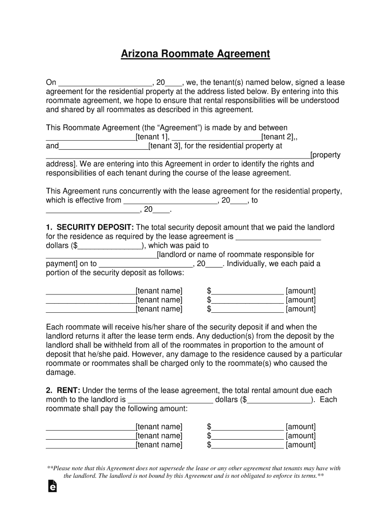 Roommate Rental Agreement Template - Get Free Sample Preview on Page 1