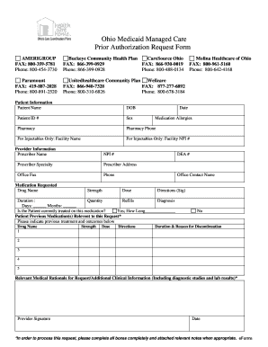 Fillable Online Molina Ohio Prior Authorization Request Form Fax Email ...