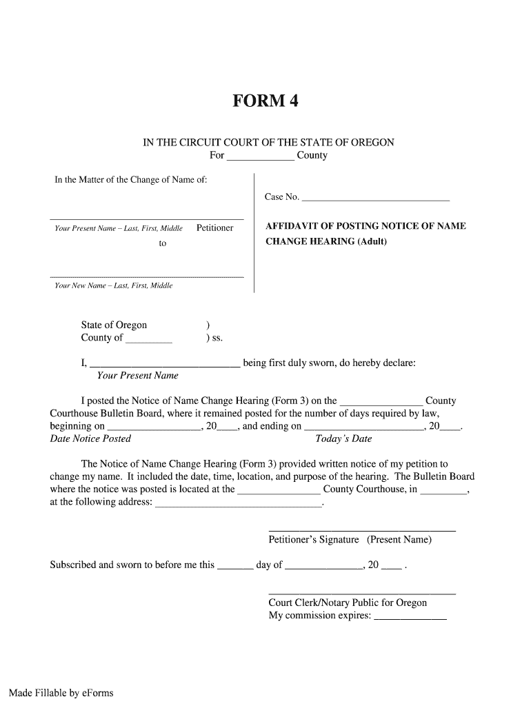 Order To Give Notice Of Name Change Hearing (Minor) 4 Preview on Page 1