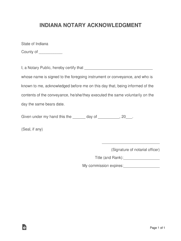 Printable Notary Forms Indiana - Fill Online, Printable, Fillable ...