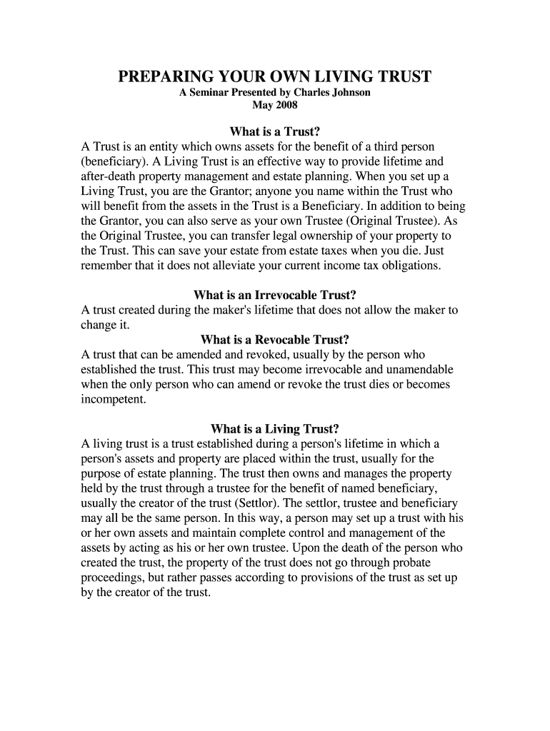 Do I Need A Living Trust? - Johnson Turner Legal Preview on Page 1