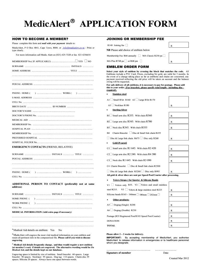 Fillable Online Medical Association Membership Application Form