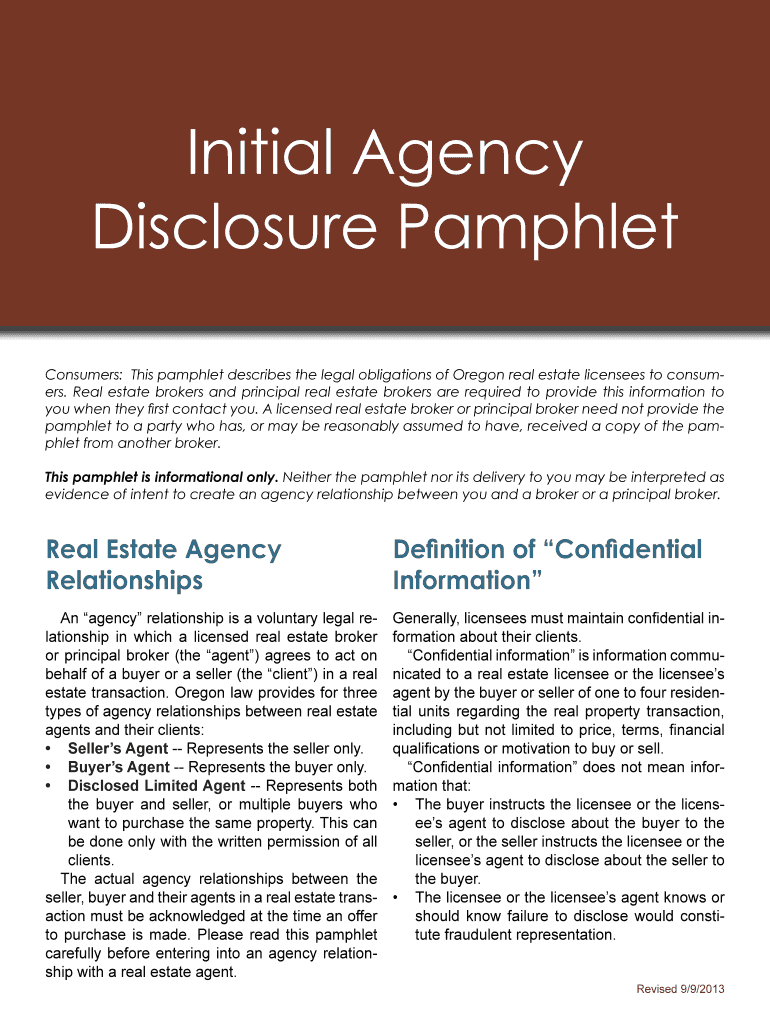 Sample Initial Agency Disclosure Pamphlet - oregon.gov Preview on Page 1