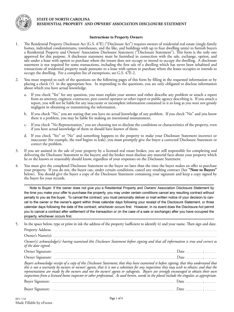 nc residential property disclosure exemptions Preview on Page 1.