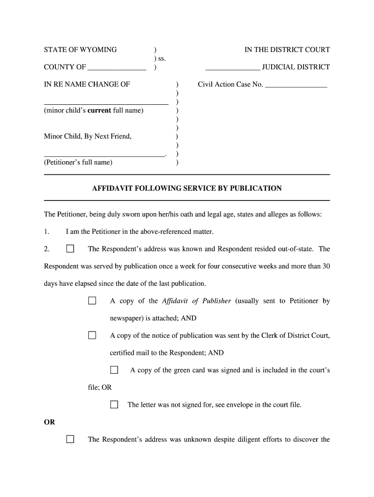 AFFIDAVIT TO ALLOW SERVICE BY PUBLICATION - eforms Preview on Page 1