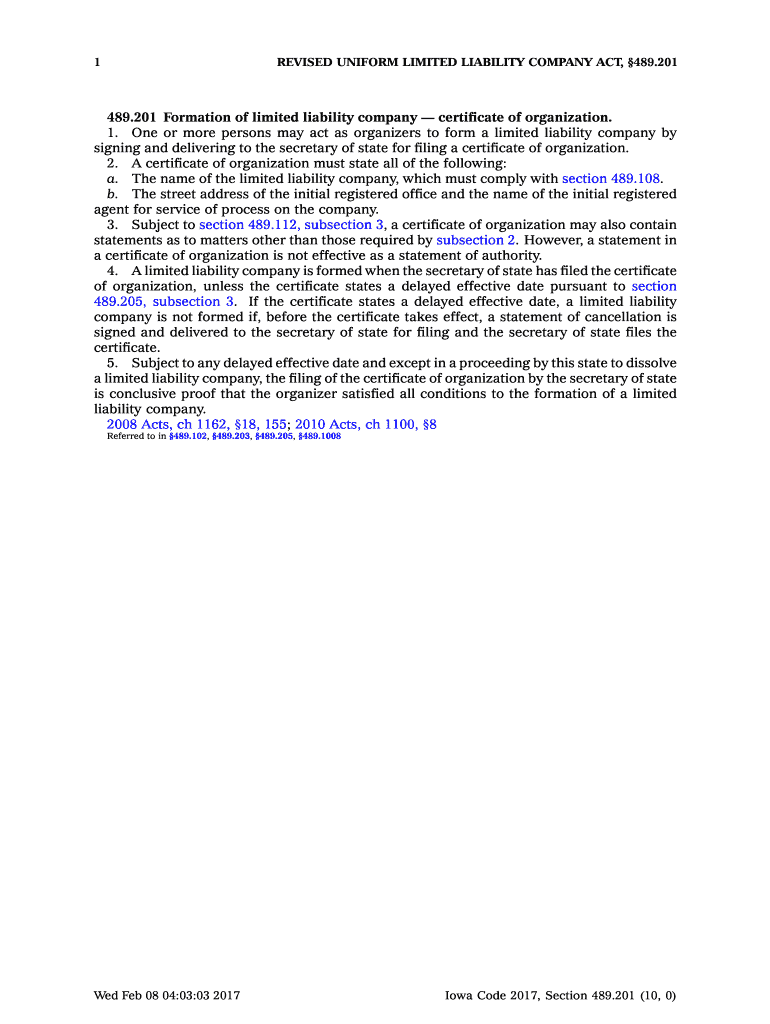 29802 01 Formation of limited liability company; certificate of Preview on Page 1
