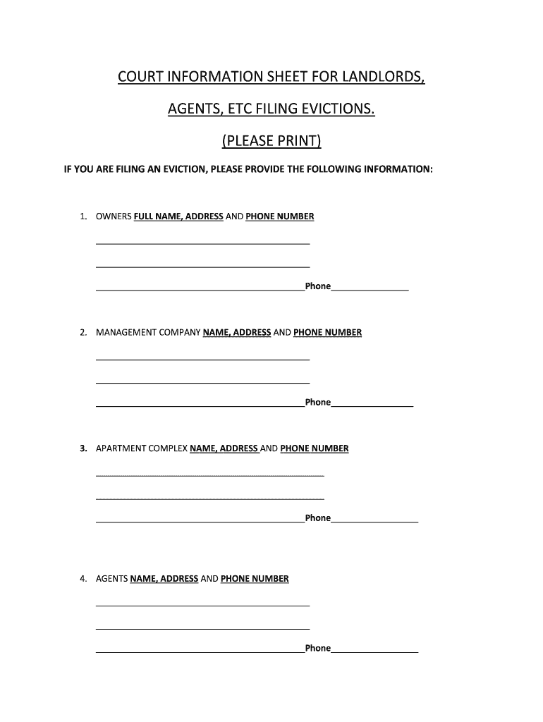 Louisiana Court Information Sheet Preview on Page 1