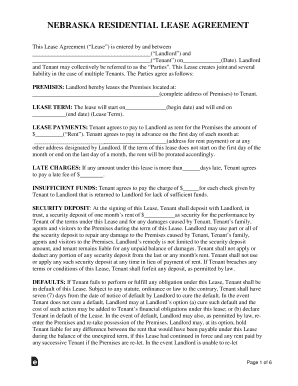 Fillable Online Free Nebraska Rental Lease Agreement TemplatesPDF ...