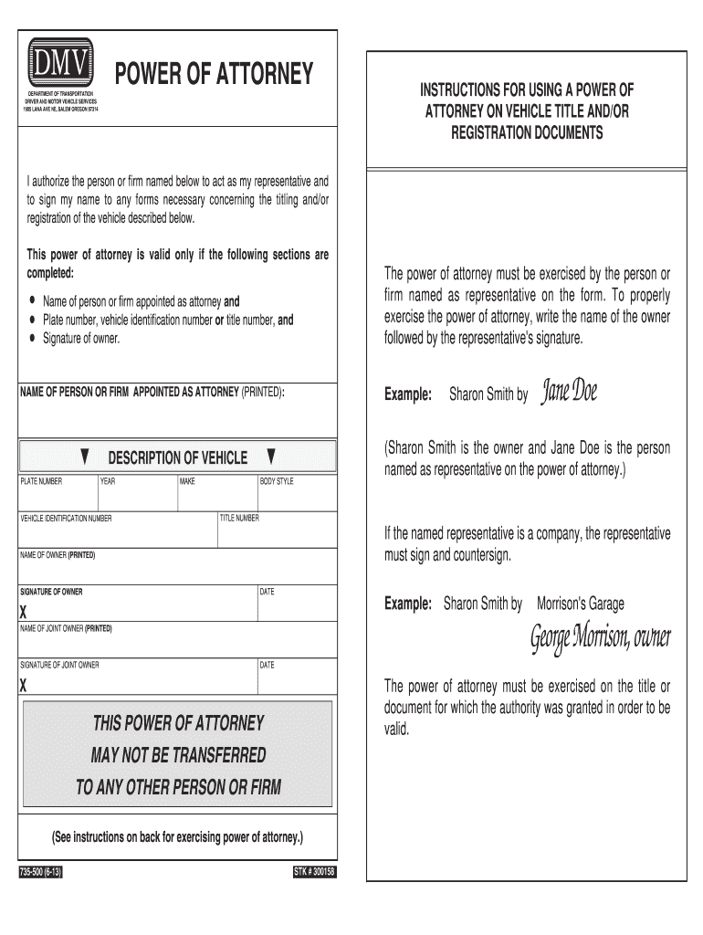 735-500 Power of Attorney Preview on Page 1