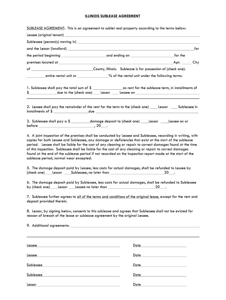 sublease agreement template word Preview on Page 1