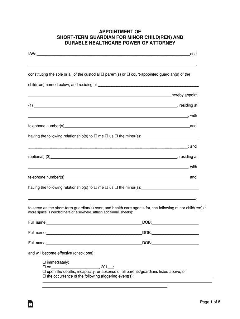 california minor child form Preview on Page 1