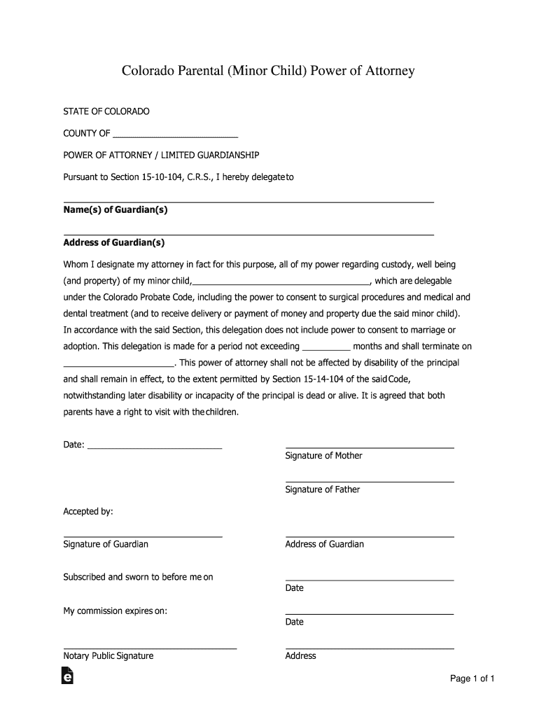 child power of attorney form Preview on Page 1.