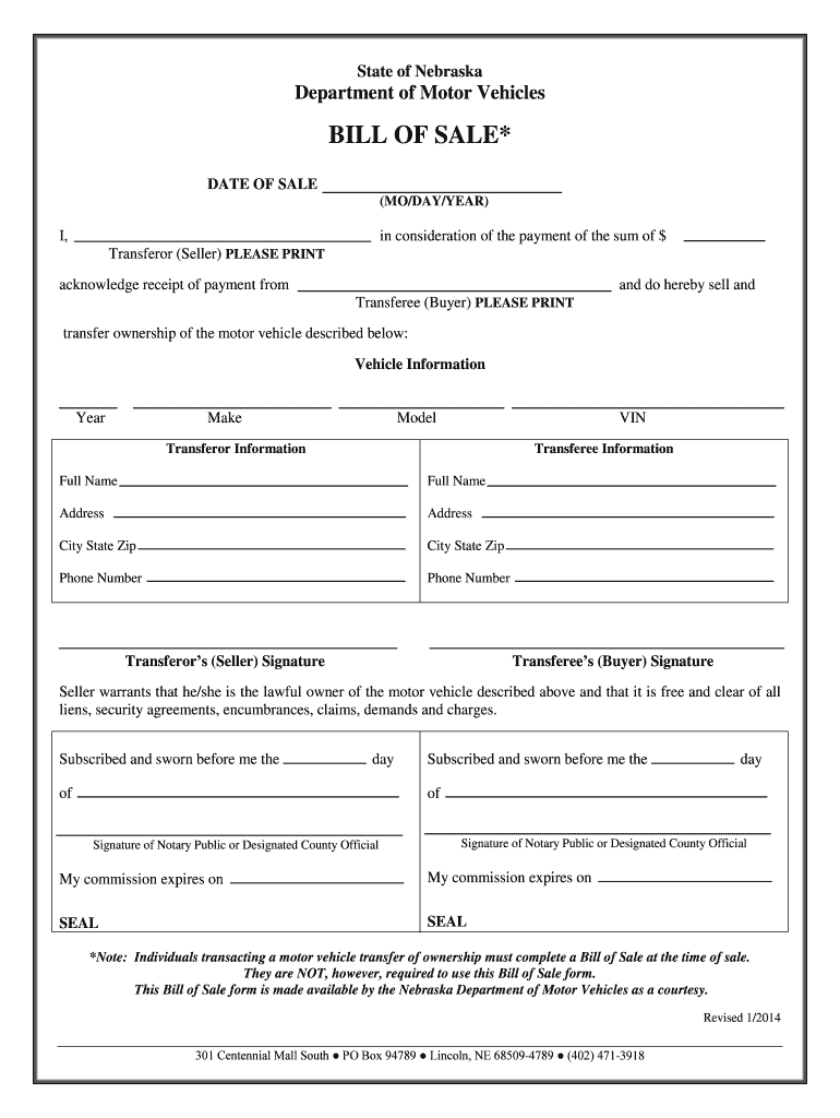 ne dmv bill of sale 2014 2022 fill and sign printable template online us legal forms