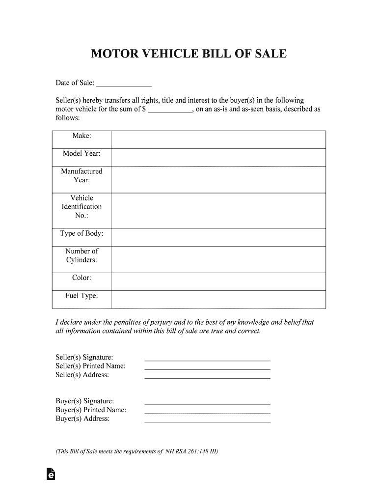 Fillable Online Vehicle Bill of Sale Form with Promissory Notelegalzoom ...