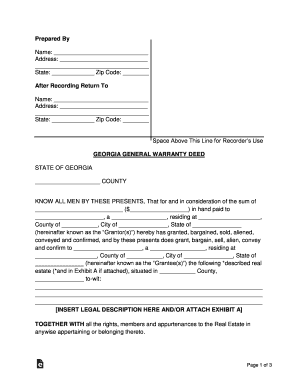 Fillable Online Georgia General Warranty Deed Form Fax Email Print ...