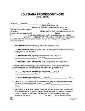 Free Louisiana Secured Promissory Note Template - Word ...