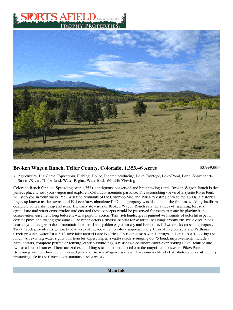 Broken Wagon Ranch Fill Online, Printable, Fillable, Blank pdfFiller