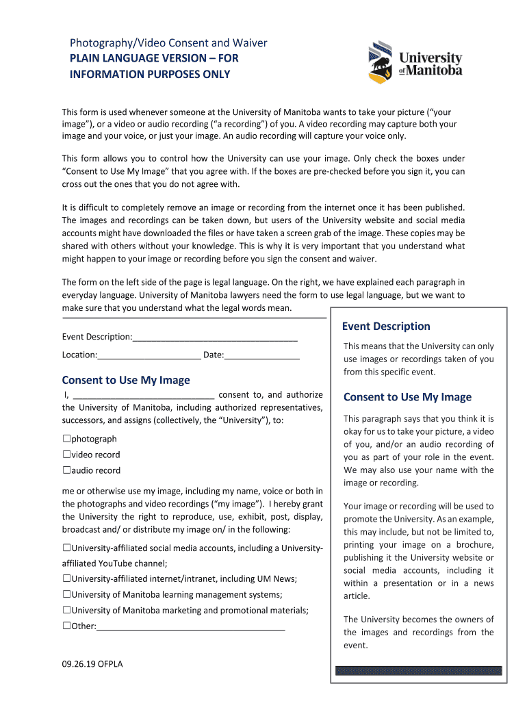 video consent language Preview on Page 1
