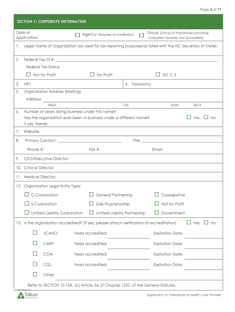 trillium health application health care form Preview on Page 1