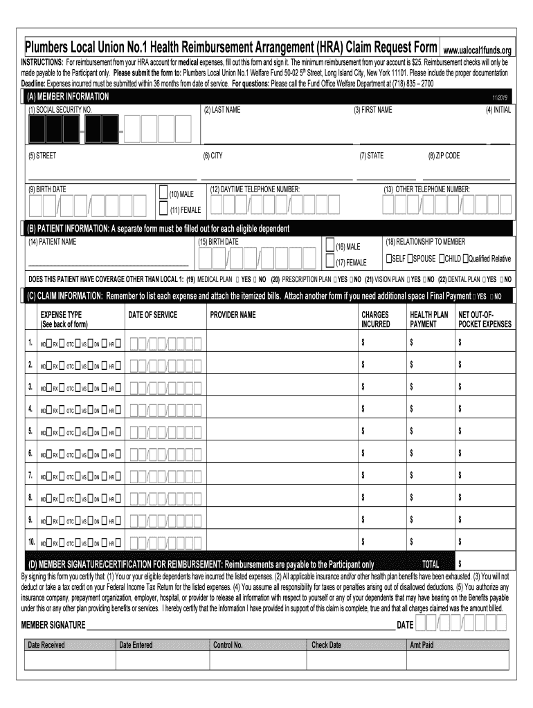 WF HRA Claim Form11 4 2019 docx Preview on Page 1